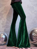 new European and American high-waisted slim shiny silver drape gold velvet bell-bottom casual pants