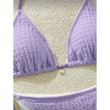 High Cut Leg Two-Pieces Bikini Set Bather Bathing Suit Swim Wrinkled Crinkled Halter Bikini Women Swimwear Female Swimsuit M125
