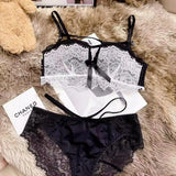 MOYISU Push Up Bra for Small Bust - French Chic Lace Bralette Set, Wireless Comfort Support Anti-Sag Underwear for Petite Women