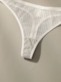 Solid color transparent lace stripe 2-piece set paired with sexy thong new women's underwear set girls Lingerie
