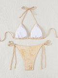 Shiny Glitter Halter Strappy Bikini 2026 High Leg Cut Bikinis Female Swimsuit Women Swimwear Two-pieces Bikini Set Bathing Suit