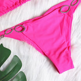 DEKA Halter Crystal Diamond Bikini Set Women Brazilian Swimwear Metal Ring Linked Swimsuit Female Bathing Suit