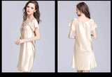 Women's Sleepwear Ice Silk Casual Silk Pajamas Women's Summer Sexy Short Sleeve Lace Pajamas Loungewear