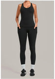 Women's Seamless Yoga Sets Sports Fitness Hip-lifting High Waist Pant Sleeveless Backless Suits Workout Running Leggings Sets