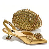 Doershow nice African Shoes And Bag Matching Set With silver Hot Selling Women Italian Shoes And Bag Set For Wedding HGY1-1