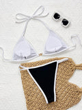 Sexy Black Contrast Bikini 2025 Women Luxury Push Up Bra Diamond Thong Swimsuit Brazilian Beach Bathing Suit Micro Swimwear