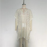 Sexy Short Sleeve Hollow Out Crochet Knitted Tunic Beach Cover Up Cover-ups Beach Dress Beach Wear Beachwear Female Women K6686