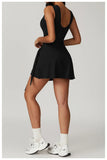 Tennis Dress Slim Tennis Dresses Woman Home Clothing Simple Style Casual Bodycon Mini Sleeveless Solid Color Leace-up Vestidos