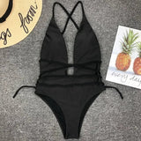 New 2025 Sexy Deep V Neck Wrap Around Female Swimwear One Piece Swimsuit Women Backless Monokini High Cut Bathing Suit Swim Lady