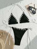 2025 Halter Wrinkled Weaved Bikini Women Swimwear Female Swimsuit Two Pieces Bikini Set Brazilian Bathing Suit Swim Beach Wear