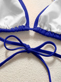 Women Bikini Set Solid Color Triangle Halter Neck Tie Side Two Piece Swimsuit Adjustable String Swimwear for Beach Vacation