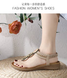2026 New Shoes for Women Bohemia Crystal Sandals Women Shoes Rhinestone Lady Flip Flops Pearl Slip on Flat Beach Shoes