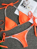 Sexy Halter Crystal Diamond Bikini 2025 Women Swimsuit Female Swimwear Two-pieces Bikini set Rhinestone Bather Bathing Suit Swim