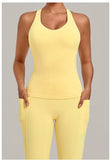 Women's Seamless Yoga Vest Sports Fitness Gym Beauty Back Top Nude Slim Fit Training Running Workout Vest