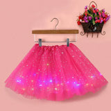 Women's Tulle Skirt Star Sequined Short Tutu Skirt Fancy Ballet Dancewear Party Costume Ball Gown Led Light Luminous Mini Skirts