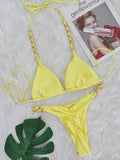 Halter Metal Chains String Micro Thong Bikini Women Swimsuit Female Swimwear Two-pieces Bikini Set Brazilian Bathing Suit Swim