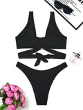 2026 Ring Linked Bikini Solid Bandage Swimwear Female Sexy Swimsuit Women Bathers Bathing Swimming Swim Suit Beachwear