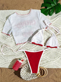 3 Pieces Brazilian Thong Bikinis 2026 Women Trikini Swimwear Female Halter Triangle Swimsuit & Tops Bathing Swimming Swim Suit