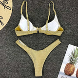 Glitter Shiny Underwired V-Bar Bikini Women Swimsuit Female Brazilian Swimwear Two-piece Bikini Set Triangle Bathing Suit Swim