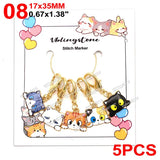 Cat Knitting Stitch Markers Metal Animal Enamel Charms Crochet Locking Knitting Markers Sew Accessories