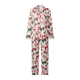 Women Christmas Two Pieces Pajama Set Bow/Dog/Snowman Print Long Sleeve Shirt with Pants Sleepwear Loungewear