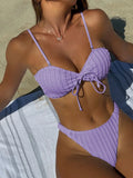 Wrinkled Crinkled Tie Knotted Bikini Women Swimwear Female Swimsuit Two-pieces Bikini Set Brazilian Bathing Suit Swim Beach Wear