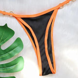 Sexy Halter Pearl Extreme Mini Micro Bikini Female Swimsuit Women Swimwear Two-pieces Bikini set Ribbed Bather Bathing Suit Swim