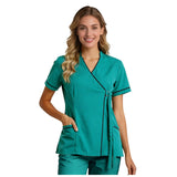Top For Women Soft V Neck Open Front Scrub Tops Stretchy Short Sleeve Side Tie Shirts ropa de mujer