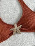 Sexy Metal Starfish Bikini Set 2026 Women Green Brown Push Up Bra High Waist Swimsuit Bathing Suit Vacation Two Piece Swimwear