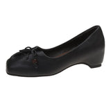 Retro Bow Inside Heightened Mary Jane Women's Shoes 2026 New Shallow Mouth Slip-on Square Toe Temperament Single Shoes
