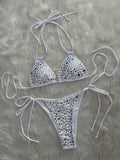 DEKA Luxury Black Diamond Bikini Women Sexy Rhinestone Push Up Mini Swimsuit Brazilian Beach Bathing Suit Thong Swimwear Biquini