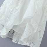 Puff Sleeve Cotton White Lace Dress Women Summer 2025 Square Collar Vintage Beach Short Dress Petite Flower Embriodery  Dress