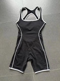 Sexy Sleeveless Backless Scrunch Yoga Jumpsuit Women Black Contrast Hollow One Piece Sports Suit Tight Fitness Sports Overalls