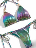 2025 Shiny Halter Rhinestone Diamond Bikini Female Swimsuit Women Swimwear Two-pieces Bikini Set Micro Strappy Bathing Suit Swim