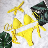 New Halter Bling Diamond Brazilian Bikini Female Swimsuit Women Swimwear Two-Pieces Bikini Set Bather Bathing Suit Swim V2340