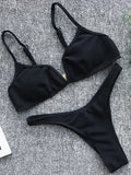 Ribbed V Shape Thong Bikini Women Swimwear Swimsuit Female Two-pieces Bikini set High Cut Bather Bathing Suit Swim Beachwear