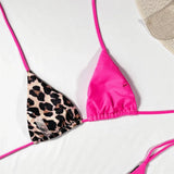 Halter Splicing Leopard Bikinis 2026 Satin Bikini Female Swimsuit Women Swimwear Two-pieces Bikini Set Micro Bathing Suit Swim