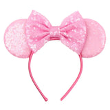 Disney Mickey Mouse Ears Leopard Print Headbands for Girls Baby Women Sequins 5"Bows Hair Accessories Adults Hairbands Kids Gift
