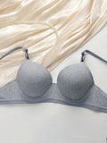 2-piece women's sexy striped bra with steel rims gathered push up straps adjustable daily comfort bra R8814