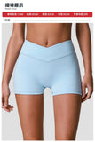 Outdoor Running Yoga Shorts Women Summer Crossed V Waist Hip Lifting Fitness Tight Sports Pants Quick Drying Gym Fitness Shorts