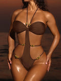Extreme String Mini Micro Thong Women Swimwear One Piece Swimsuit Female Metal Beads Monokini Halter Bathing Suit Swim Bodysuit