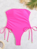 2026 Sexy Drawstring High Cut Swimsuit One Piece Printed Swimwear Women Bathers Bathing Swimming Swim Suit Female Beachwear