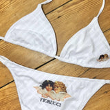 2000s Emo Girls Angels Print Bikini Set Sexy Thong Swimsuit Two Pieces Bathing Suit Punk Gothic Fashion Women Swimwear Y2k Style