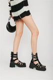 2025 Brand Fashion Women's Black Summer Gladiator Sandals Fashion Leisure Square Heels Casual Platform Shoes Big Size 43
