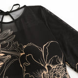 S - XXL 3PCS New Printed Long Sleeve With Pants Sarong Women Swimwear One Piece Swimsuit Female Bather Bathing Suit Swim V7180