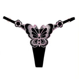 Butterfly Lace Thong for Women Low Waist G-String Transparent Mesh Panties Sexy Embroidered Briefs Adjustable Waist Culotte Femm