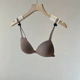 Wireless Summer Bra French Style, Front Closure Thin Straps for Sml Bust Seamless Triangle Cup Beautiful Back No Show Comfort AB