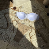 Shell Scalloped Wrinkled Underwired Bra Cup Bikini Female Swimsuit Women Swimwear Two-pieces Bikini Set Push Up Bathing Suit