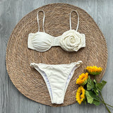 Floral Bikinis Push Up Women Swimsuits 2024 Sexy Female Swimwear Brazilian Bikini Set Solid Biquini Swimming Suits Beachwear