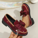 Plus Size 43 Bowknot Loafers Women 2026 Autumn Thick Sole Platform Oxfords Shoes Woman Comfortable Slip On Single Shoes Ladies